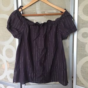 MARC JACOBS pin stripe peasant top w puffy sleeves